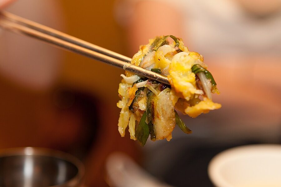 Haemul pajeon finished and plated seafood pancake