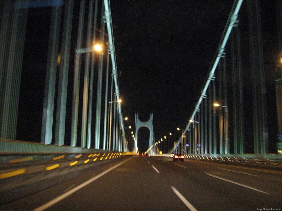 Gwangan Bridge close-up at night in Busan