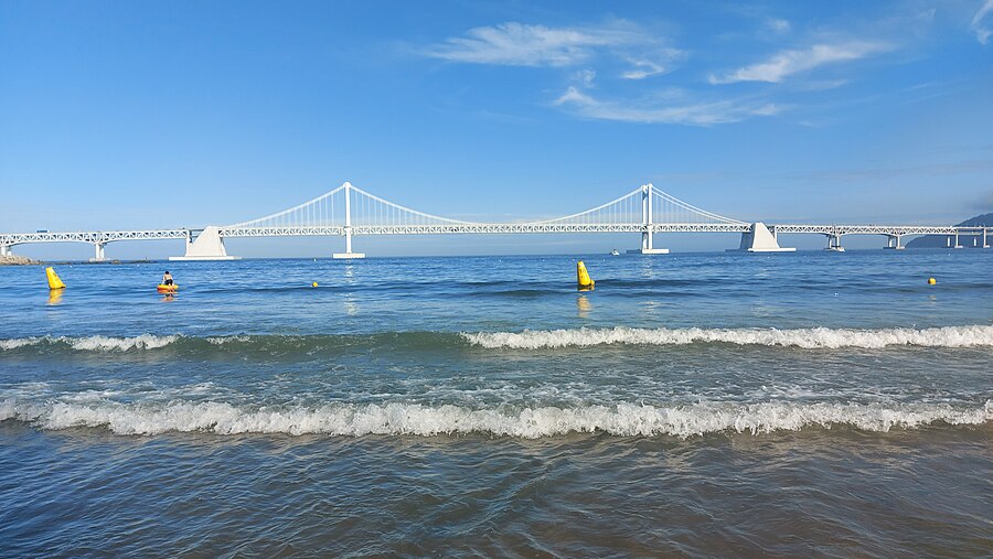 Gwangalli Beach with Gwangan Bridge in the background