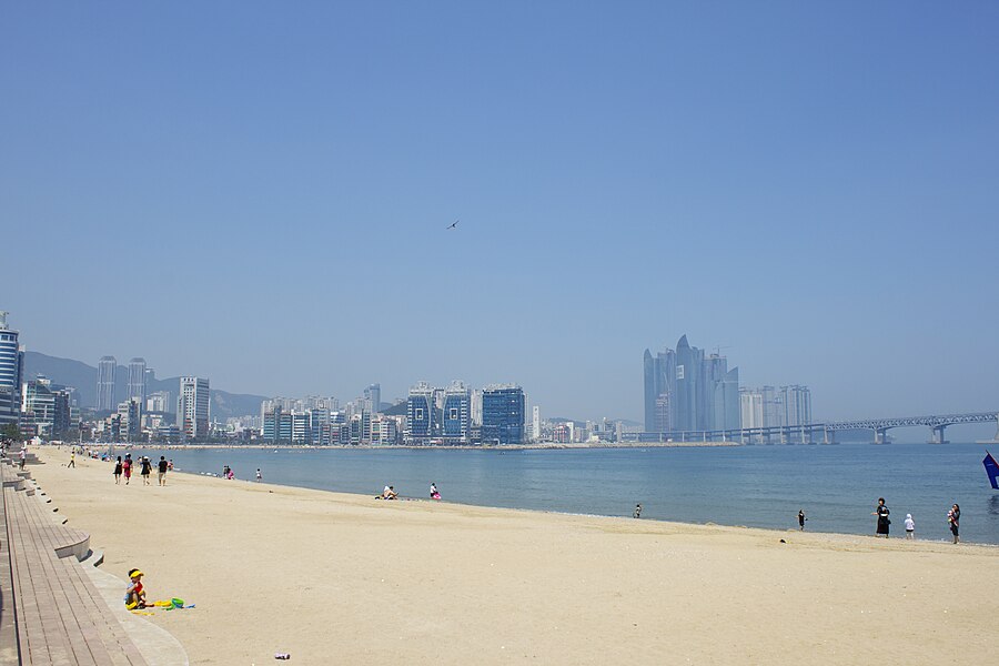 Gwangalli Beach sand and promenade