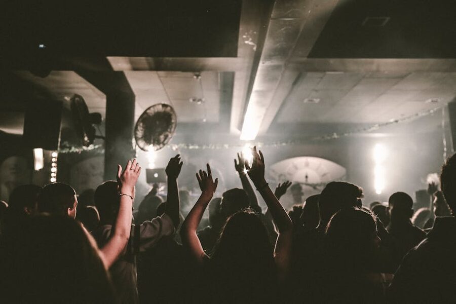 Crowd dancing at a nightclub