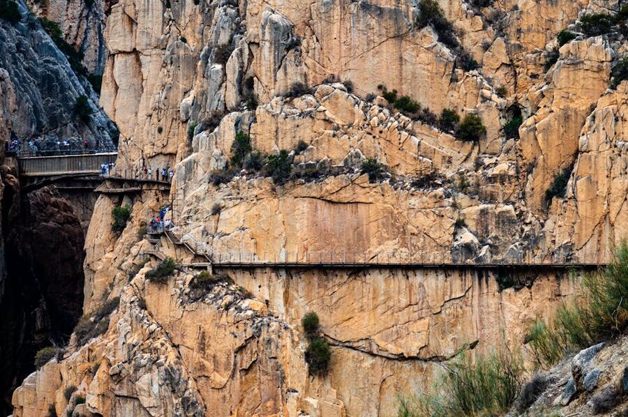 Caminito del Rey gorge wall walkway in El Chorro