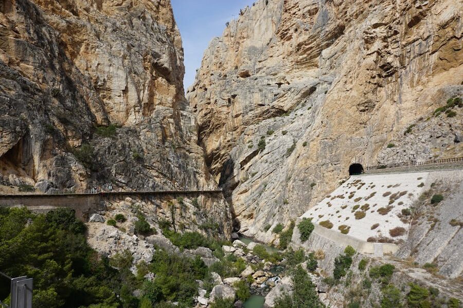 Caminito del Rey walkway carved into the rocky gorge
