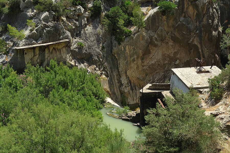 Old dam at the entrance to the Desfiladero de los Gaitanes gorge