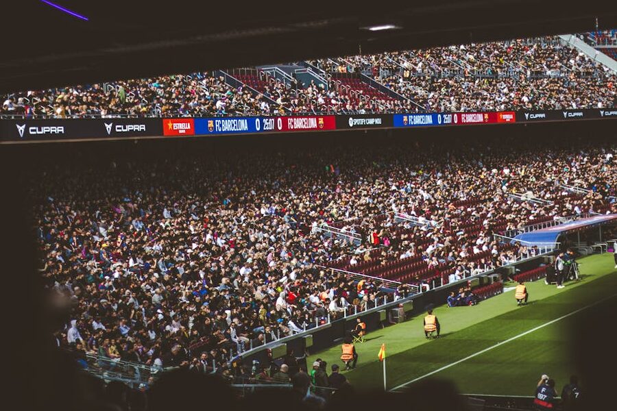 Packed FC Barcelona match crowd at Camp Nou
