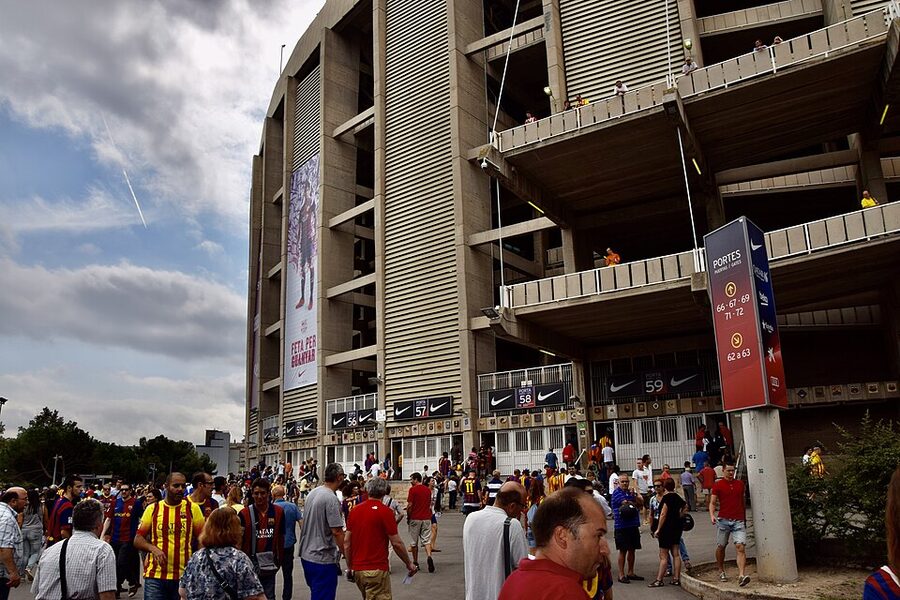 Camp Nou matchday view with packed stands