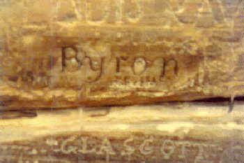 Lord Byron's name carved into a column of the Temple of Poseidon at Cape Sounion in 1810