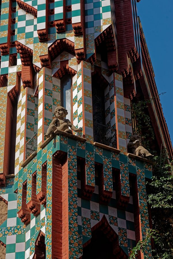 Casa Vicens viewed from Carrer de les Carolines in Gracia Barcelona