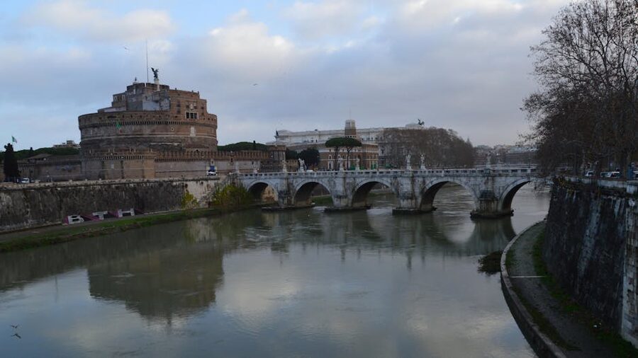 Castel SantAngelo morning reflection in the Tiber