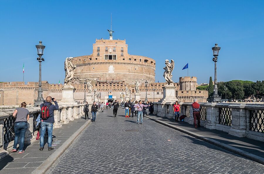 Castel SantAngelo daytime side view from the river bank