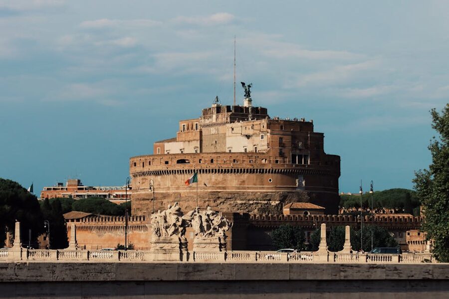 Castel SantAngelo with bridge statues in summer