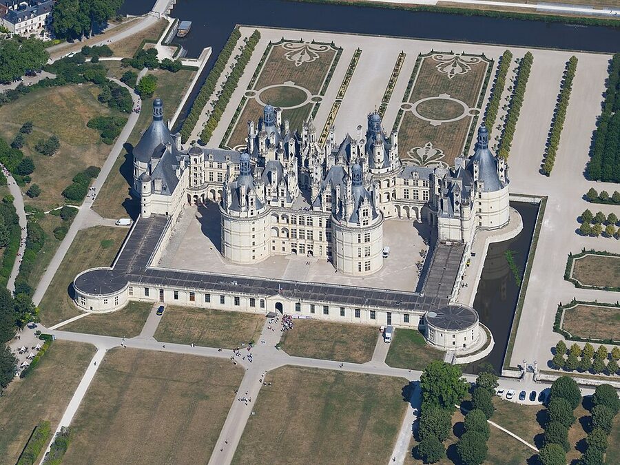 Chambord Castle aerial view from southeast