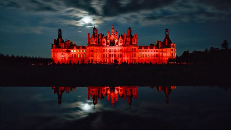Chateau de Chambord illuminated at night