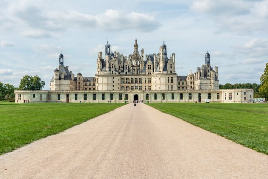 Chateau de Chambord seen across the lawns on a Loire Valley day trip from Paris
