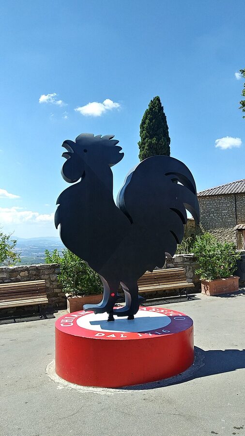 Chianti Classico black rooster Gallo Nero sign in Castellina in Chianti