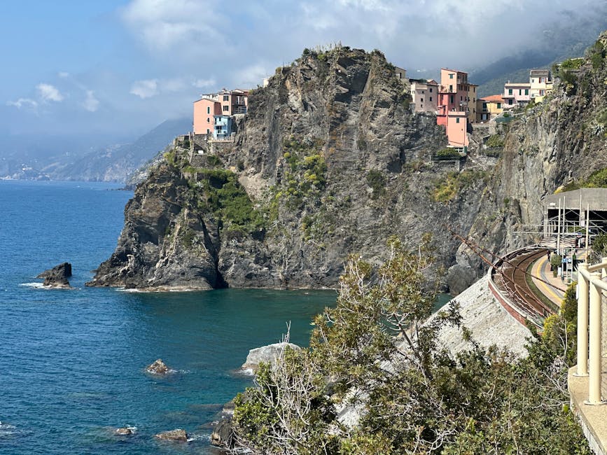 Manarola perched on cliffs Cinque Terre Italy