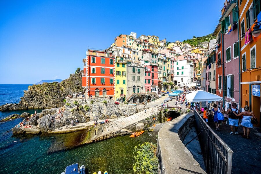 Riomaggiore stacked colorful houses Cinque Terre