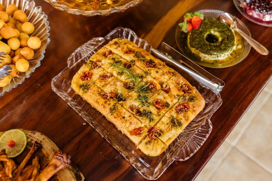 Tomato focaccia bread Italian style