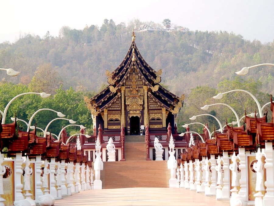 Traditional Thai temple at Royal Park Rajapruek in Chiang Mai