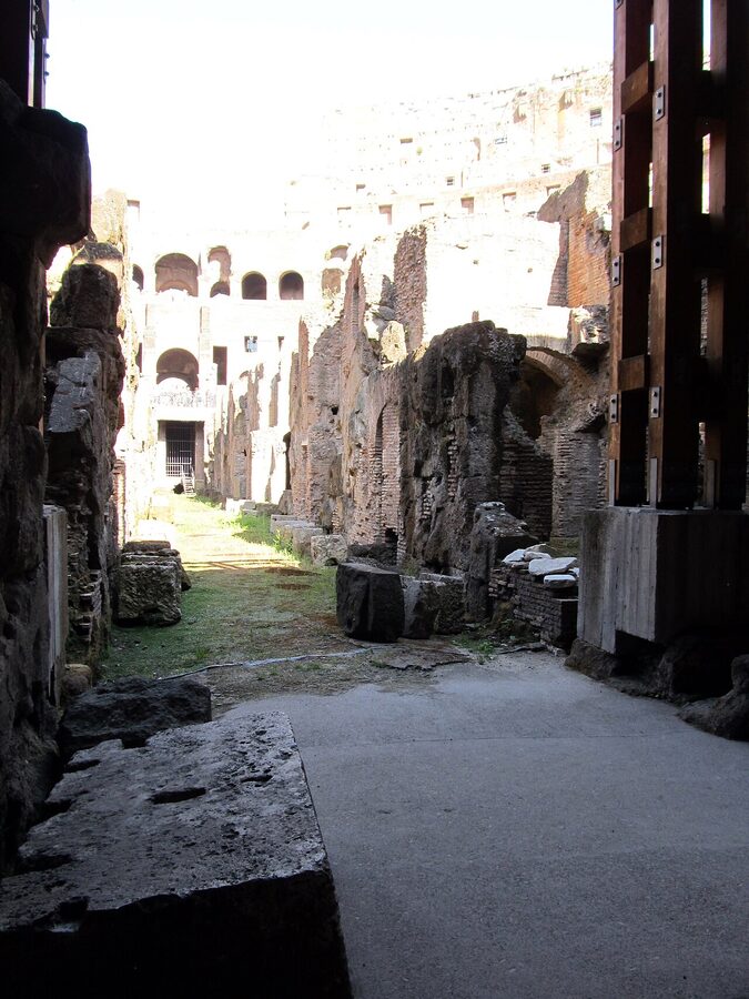 Colosseum Hypogeum arched corridor with brick vaulting