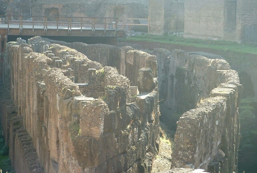 Colosseum Hypogeum tunnel walls detail
