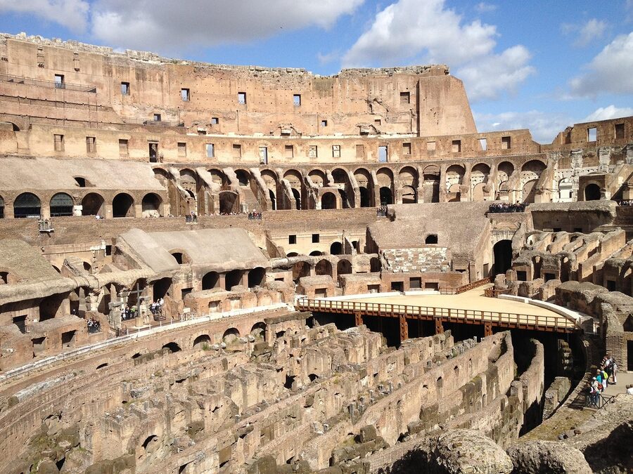 Colosseum inside lower level underground arches
