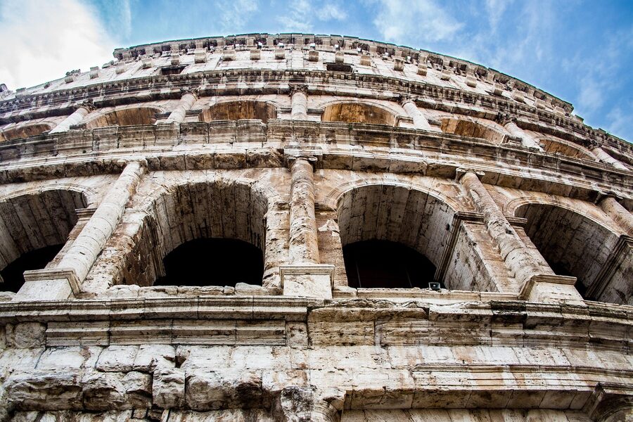 Colosseum arches in dramatic perspective Rome