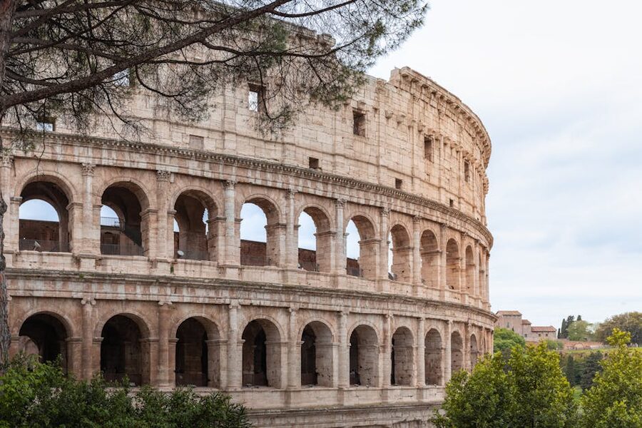 Colosseum Rome iconic exterior arches at street level