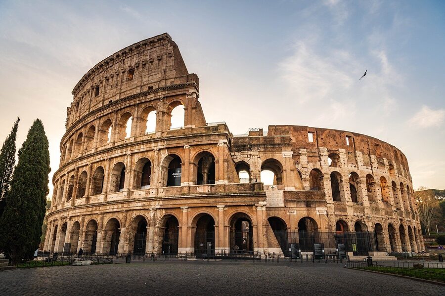 Colosseum at sunset golden hour Rome