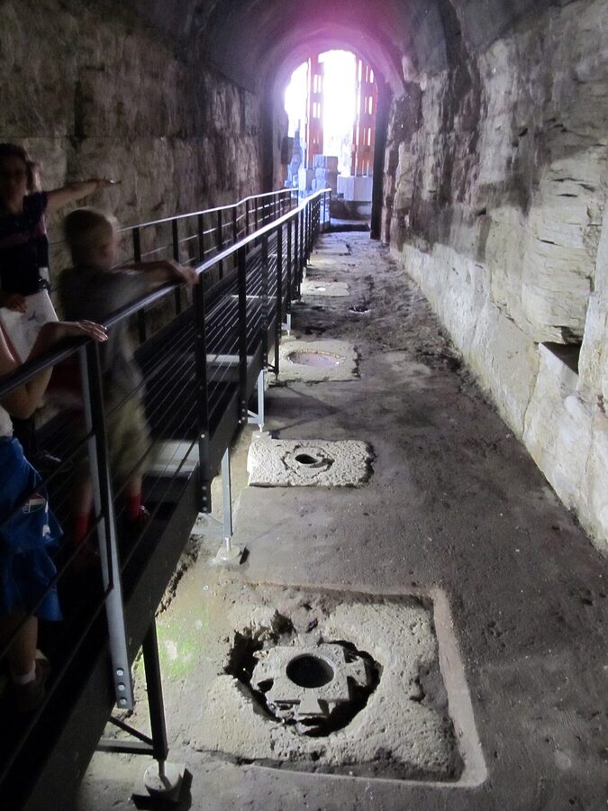 Colosseum Underground passage detail showing channels