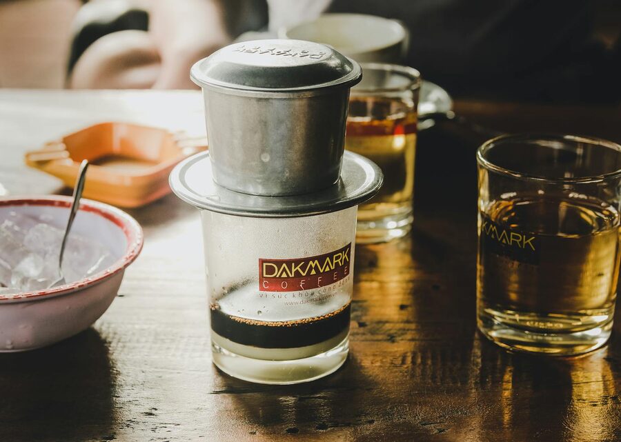 Ca phe sua da Vietnamese iced coffee with condensed milk over ice
