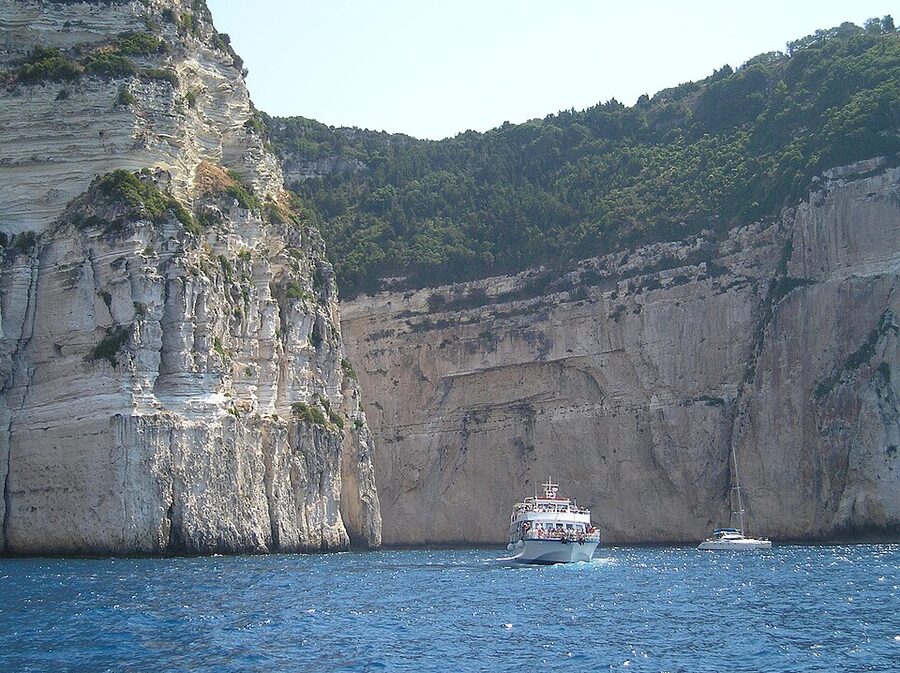Paxos Blue Caves electric blue water Ionian Sea