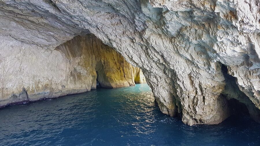 Paxos Blue Grotto sea cave electric blue