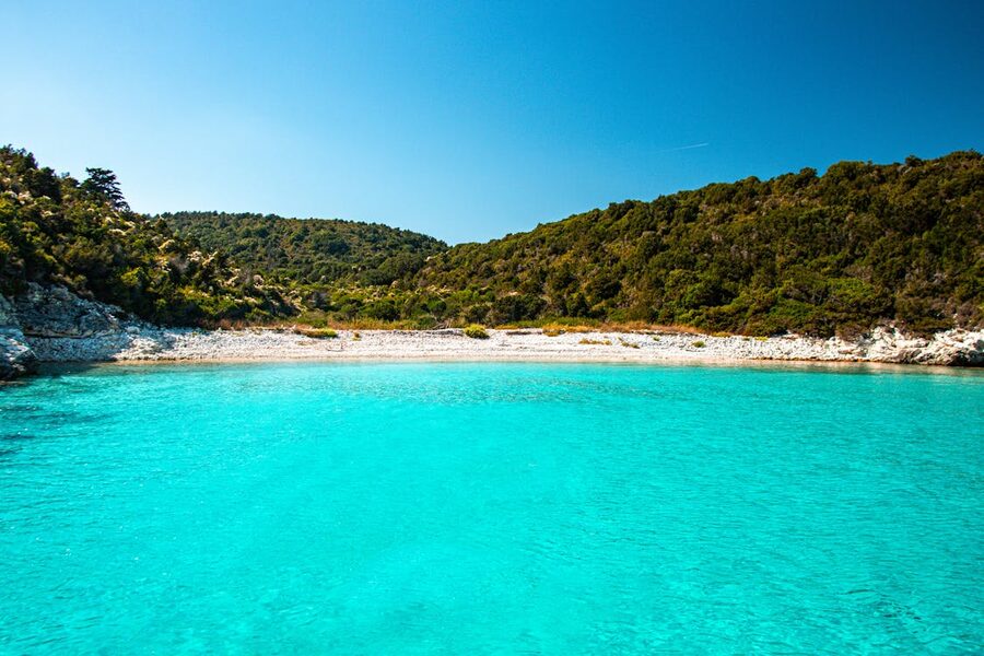 Corfu turquoise water beach coastline