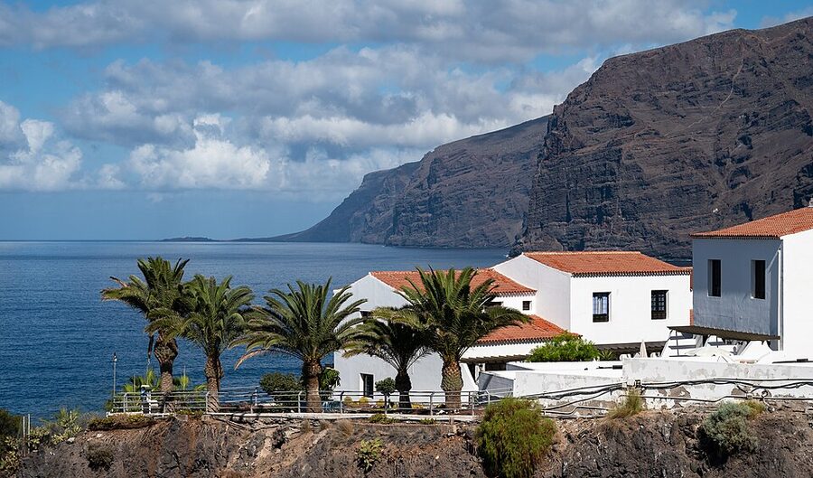 Los Gigantes cliffs rising from the Atlantic Ocean on Tenerife's west coast