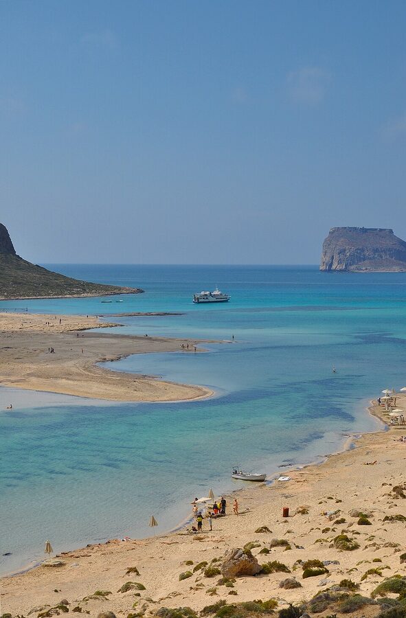 Bay of Balos Crete sandbar sea Tigani peninsula