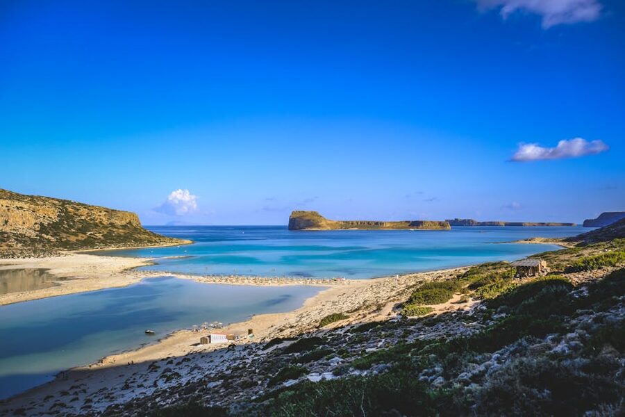 Balos beach pink sand turquoise water Crete