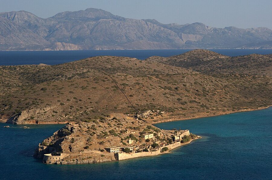 Spinalonga and Elounda panoramic view from mountain Crete