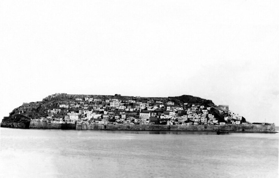 Spinalonga island 1901 archive photograph by Giuseppe Gerola