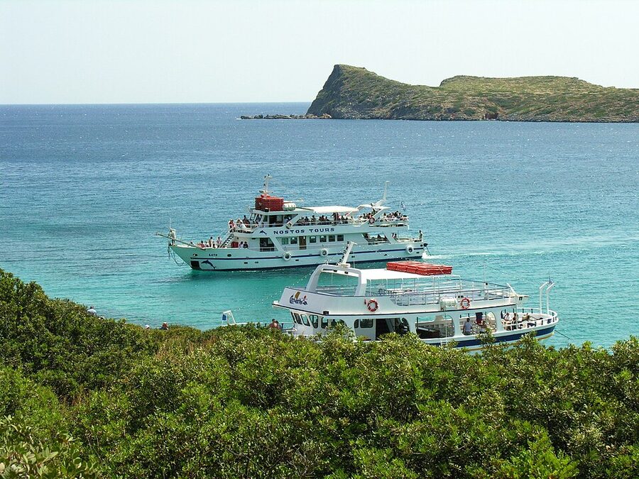 Kolokytha bay swim cove turquoise water near Spinalonga Crete