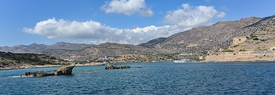Spinalonga island Plaka village channel Crete view