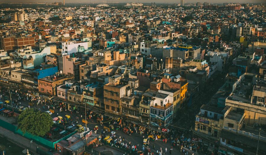 Aerial view of Delhi cityscape