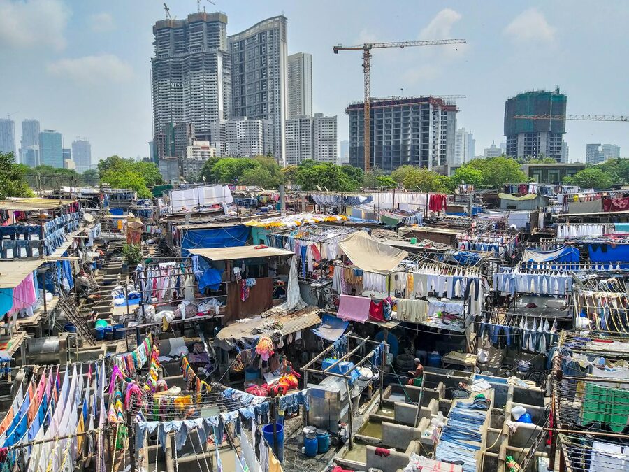 Dhobi Ghat Mumbai open-air laundry grid