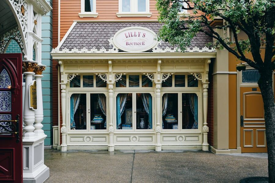 Ornate boutique facade on Main Street USA at Disneyland Paris