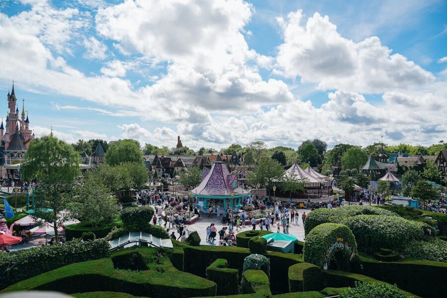 Main Street USA looking towards Sleeping Beauty Castle at Disneyland Paris
