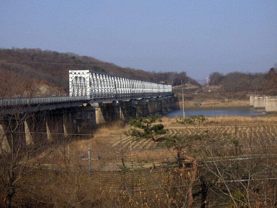 Imjingak Park and Freedom Bridge with old railroad pillars