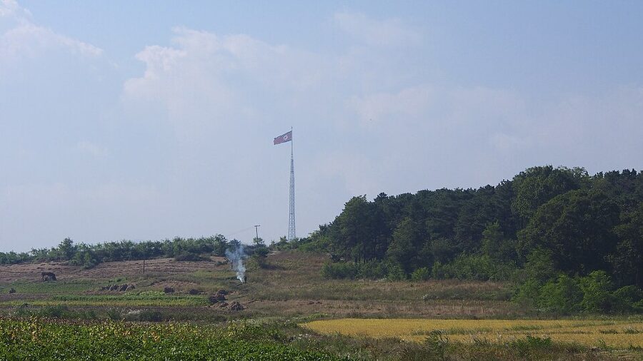 Oversize North Korean flag flying at Panmunjom