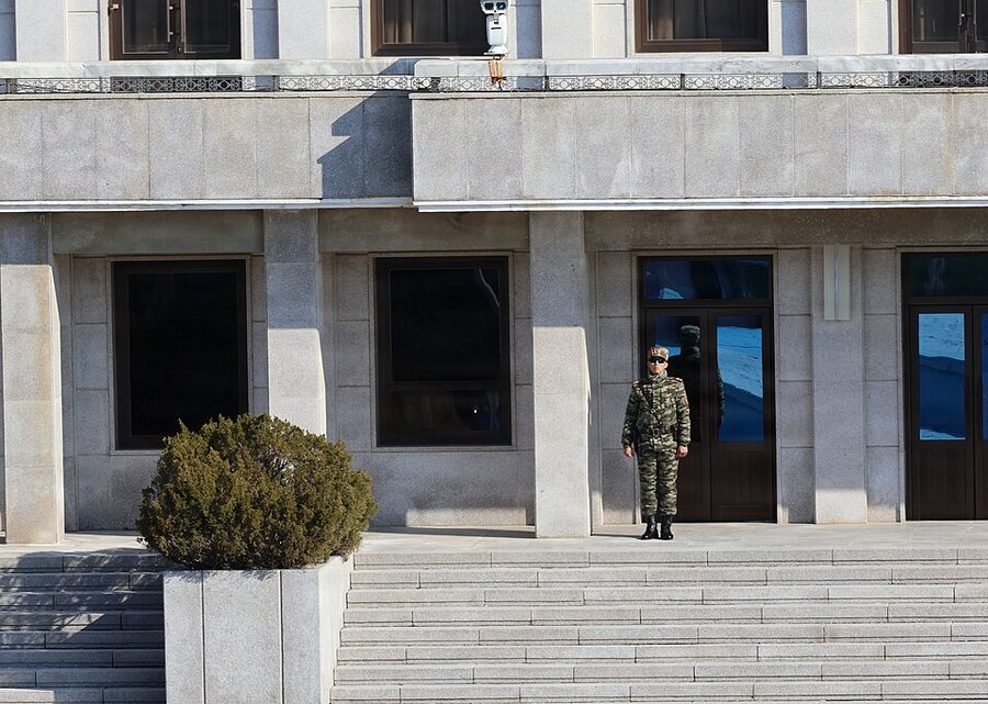 North Korean soldier standing guard at the DMZ