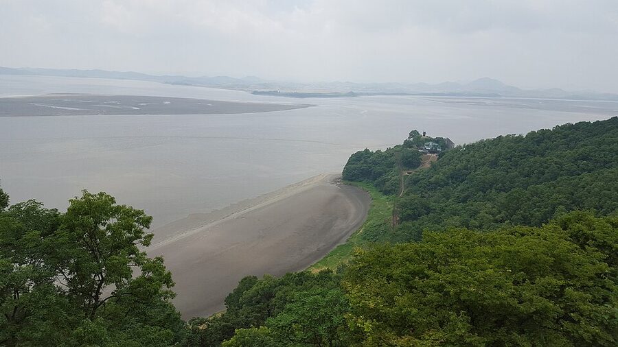 Odusan Unification Observatory overlooking the confluence of Han and Imjin rivers