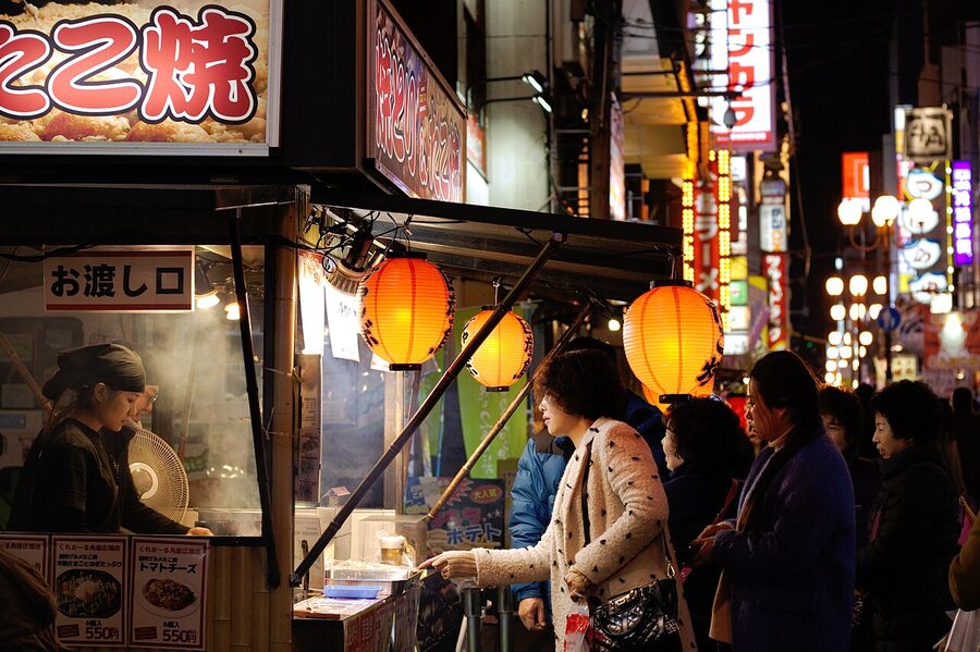 Food street in Dotonbori Osaka